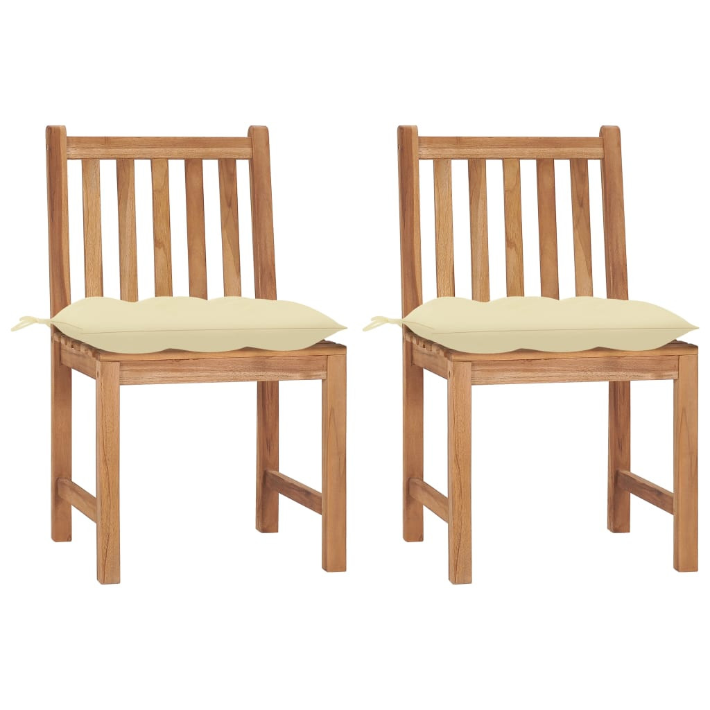 vidaXL Gartenstühle 2 Stk. mit Kissen Massivholz Teak