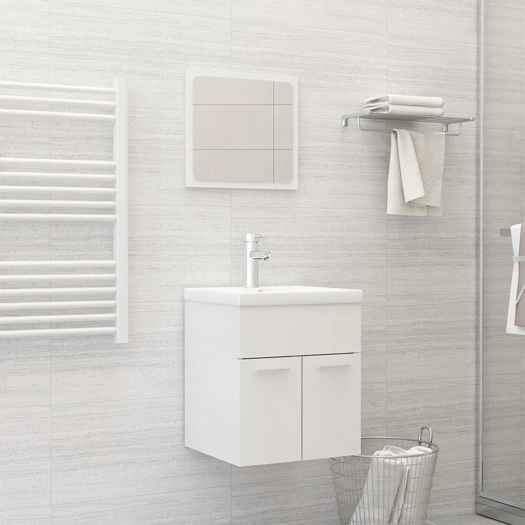vidaXL Badmöbel-Set Hochglanz-Weiß Holzwerkstoff