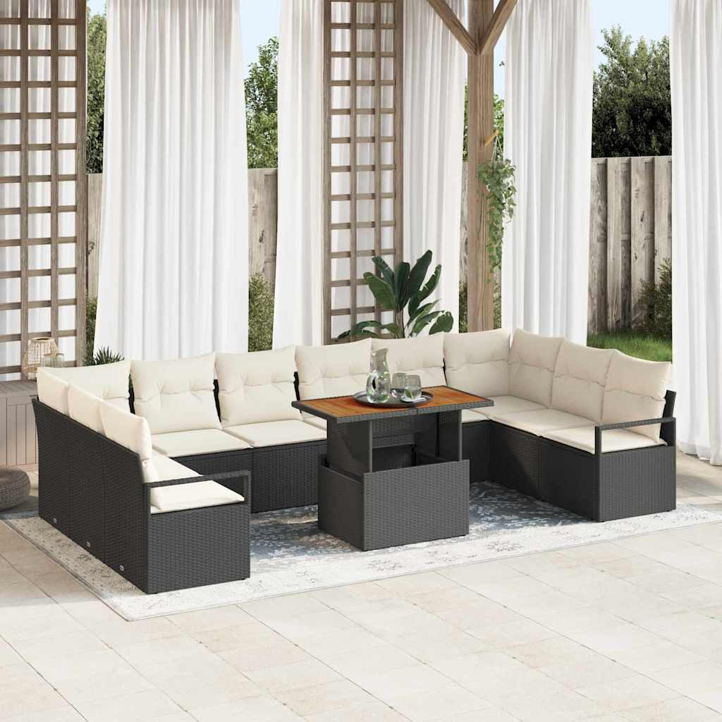 vidaXL Gartensofa-set 11 stk. 10-Sitzanzahl Schwarz und Creme