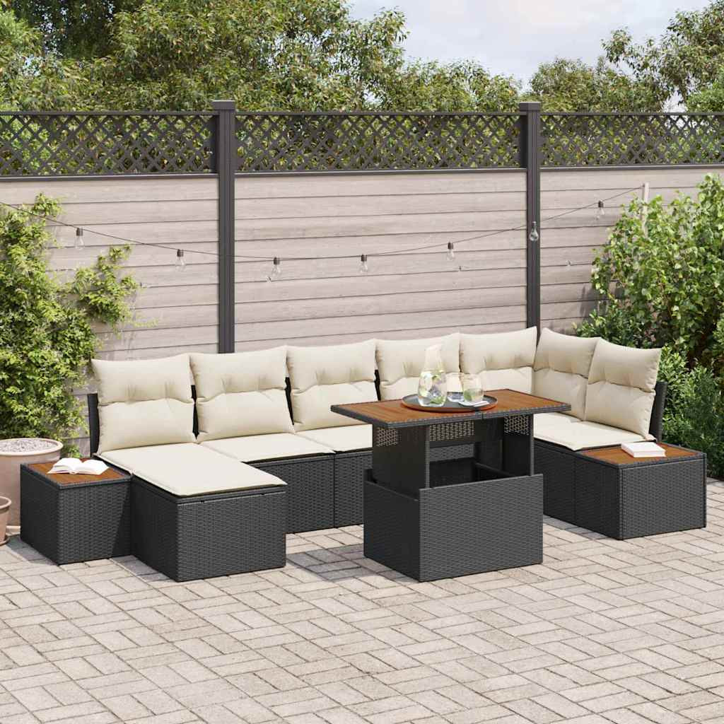 vidaXL Gartensofa-set 8 pcs Schwarz und Beige