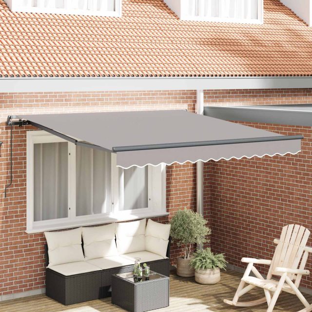 vidaXL Ausziehbare Markise Hellgrau 350 x 250 cm