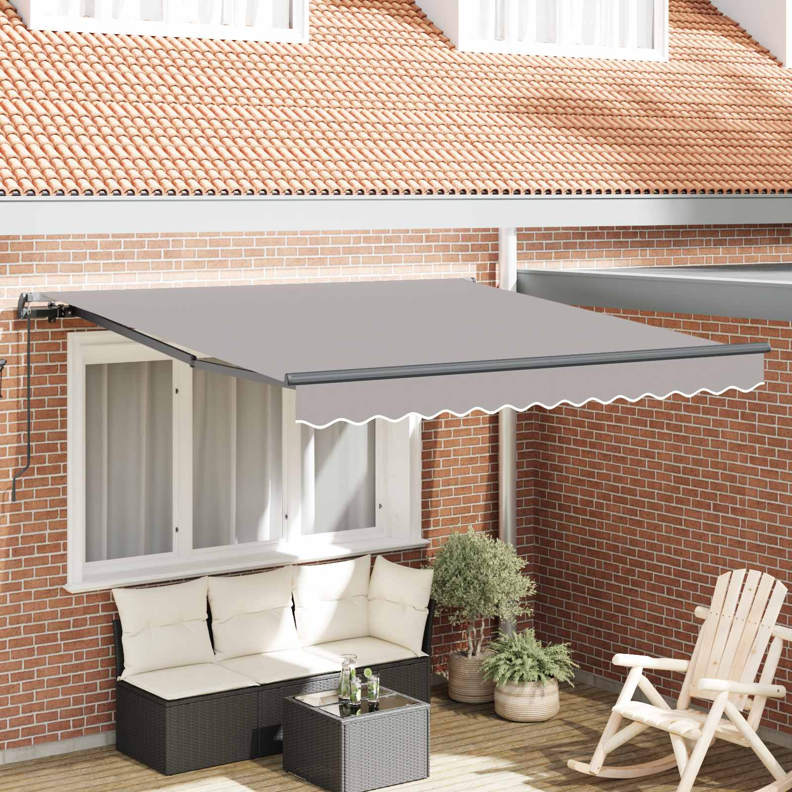 vidaXL Ausziehbare Markise Hellgrau 350 x 250 cm