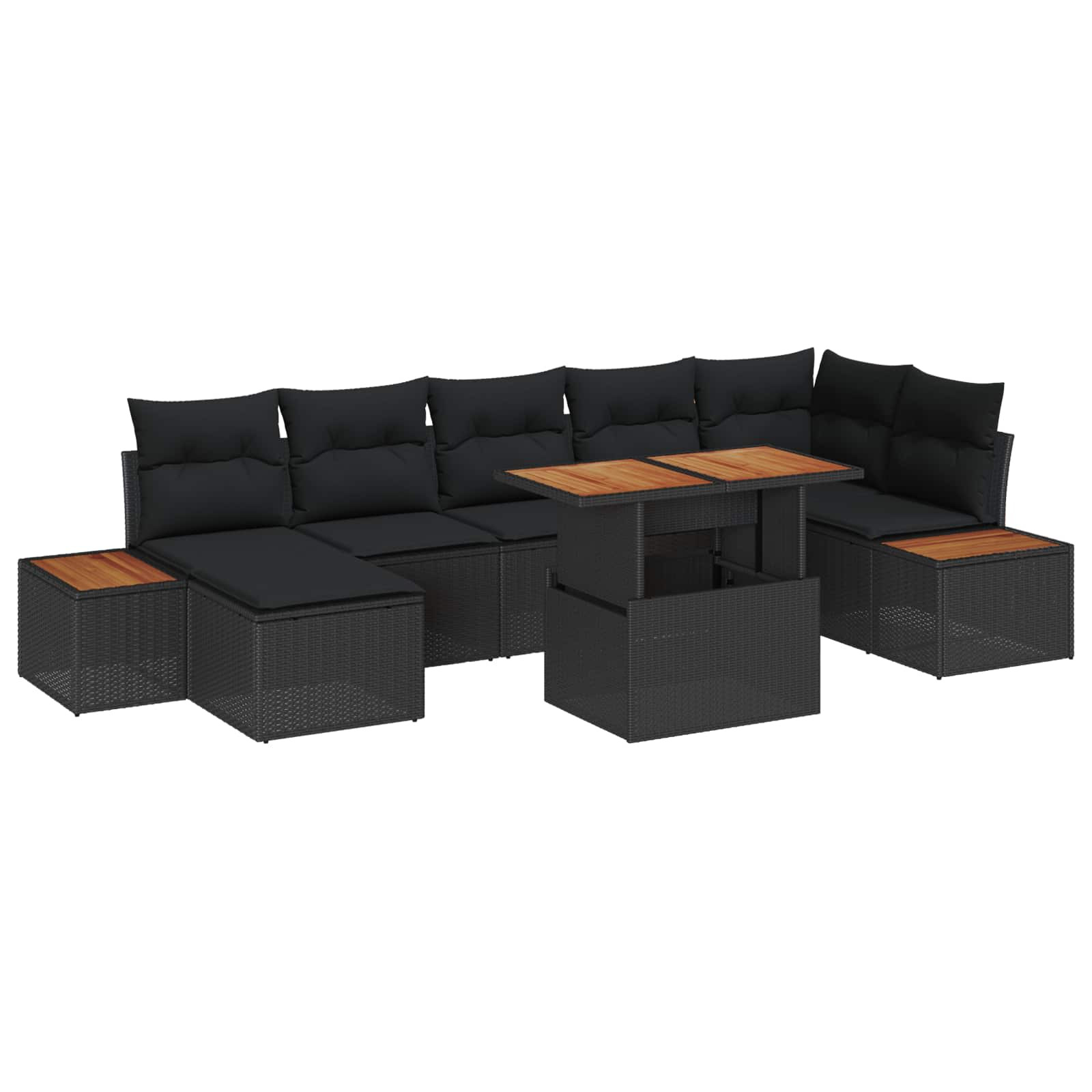 vidaXL Gartensofa-set 8 pcs Schwarz und Braun