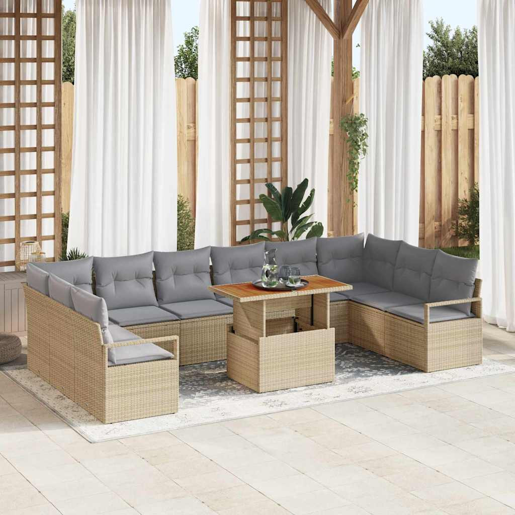vidaXL Gartensofa-set 11 stk. 10-Sitzanzahl Beige und Grau