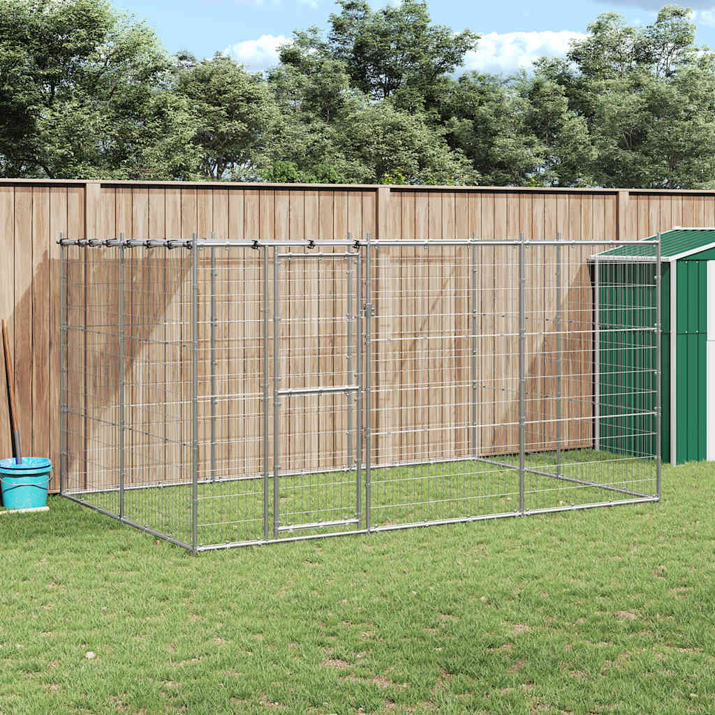 vidaXL Outdoor-Hundezwinger mit Überdachung Verzinkter Stahl 7,26 m²