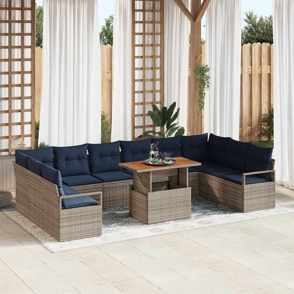 vidaXL Gartensofa-set 11 stk. 10-Sitzanzahl Grau und Marineblau