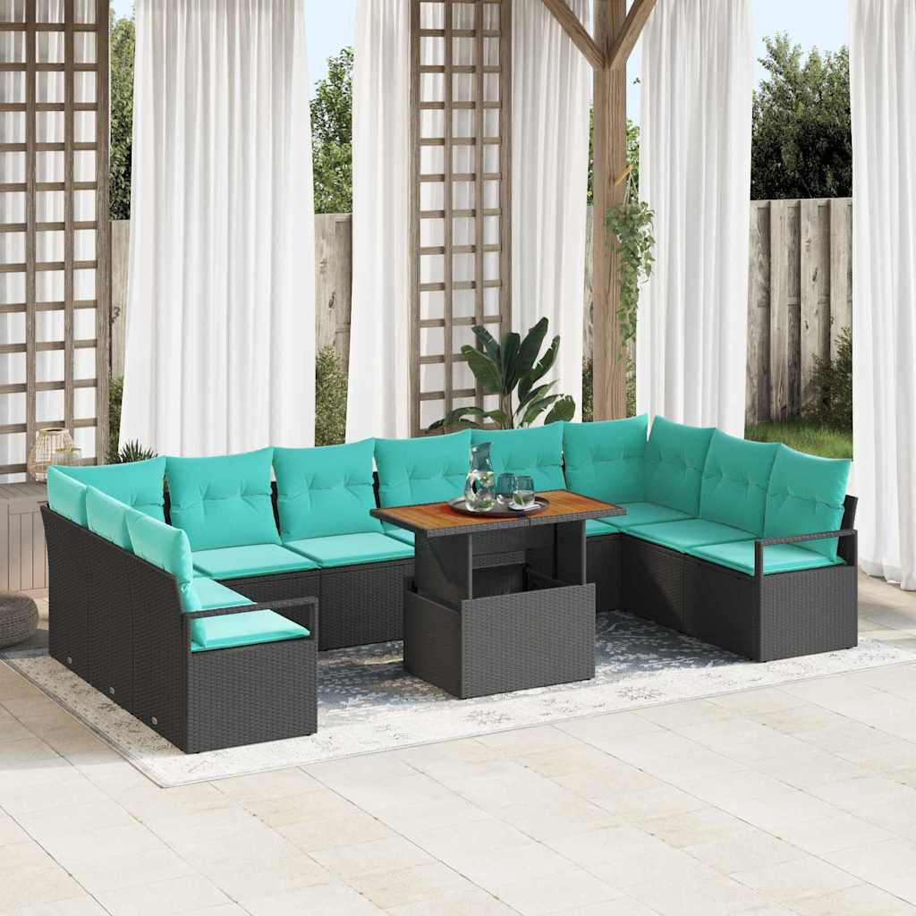 vidaXL Gartensofa-set 11 stk. 10-Sitzanzahl Schwarz und Türkis