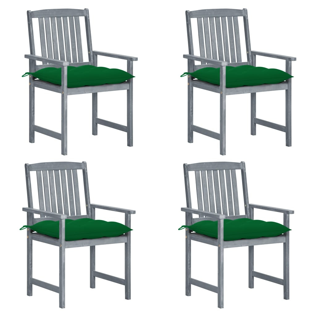vidaXL Gartenstühle mit Kissen 4 Stk. Grau Massivholz Akazie