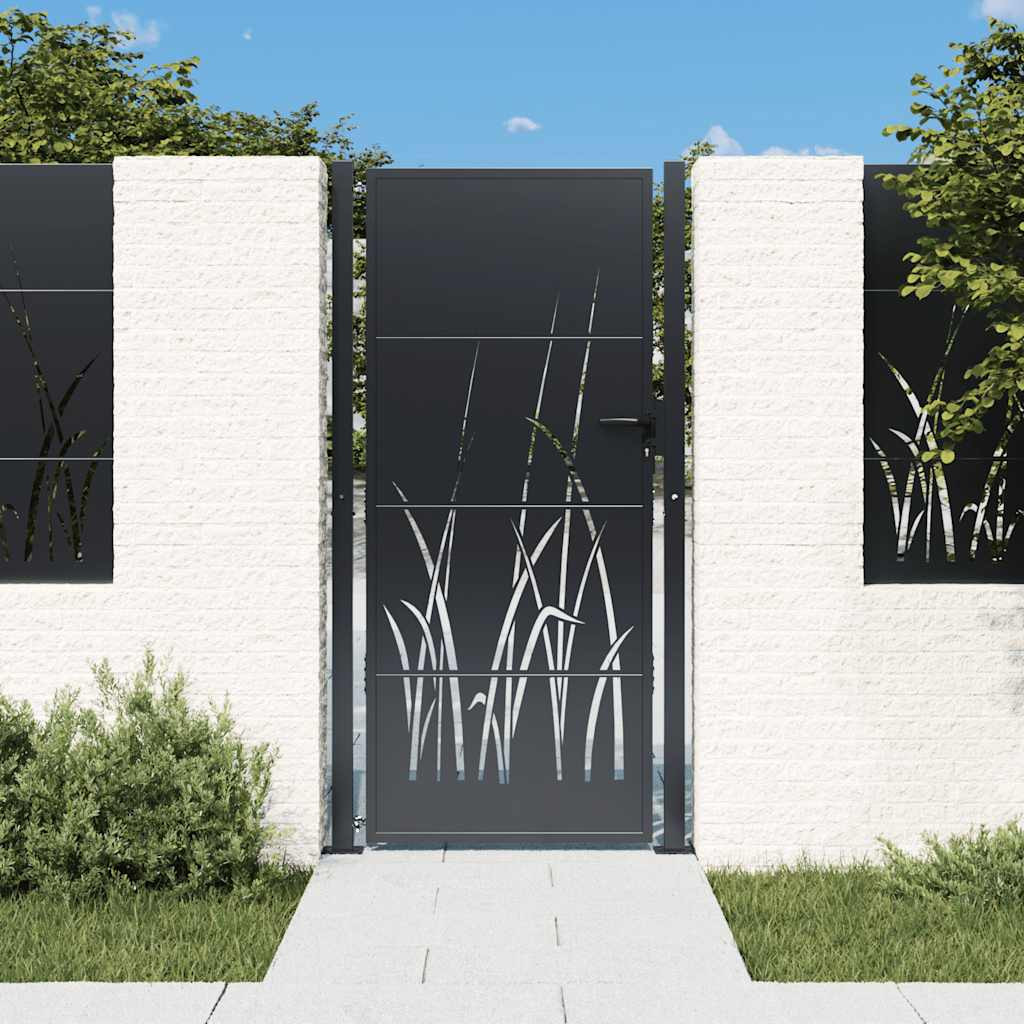 vidaXL Gartentor Anthrazit 100x175 cm Stahl Gras-Design