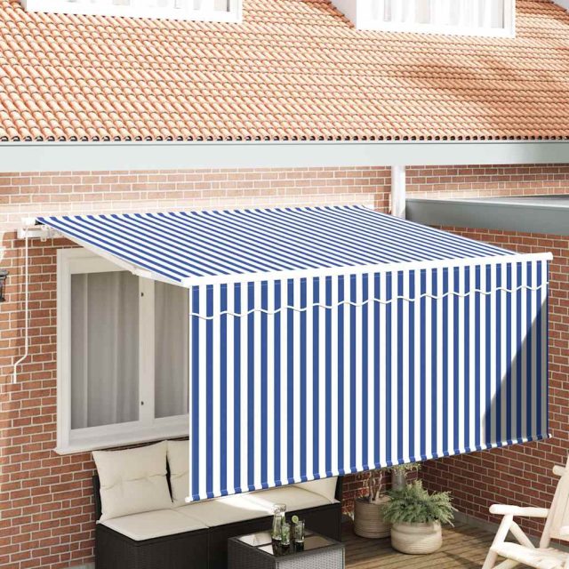 vidaXL Einziehbare Markise Blau und Weiß 300 x 200 cm
