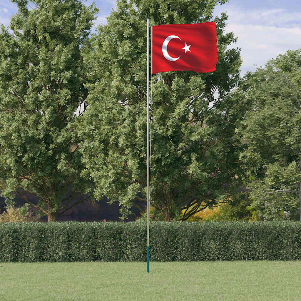 vidaXL Flagge der Türkei mit Mast 6,08 m Aluminium