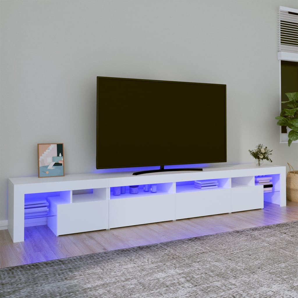 vidaXL TV-Schrank mit LED-Leuchten Weiß 260x36,5x40 cm