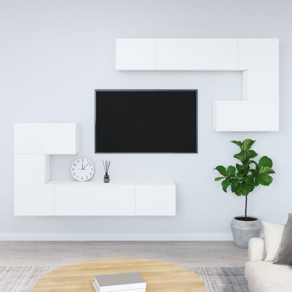 vidaXL TV-Wandschrank Weiß Holzwerkstoff