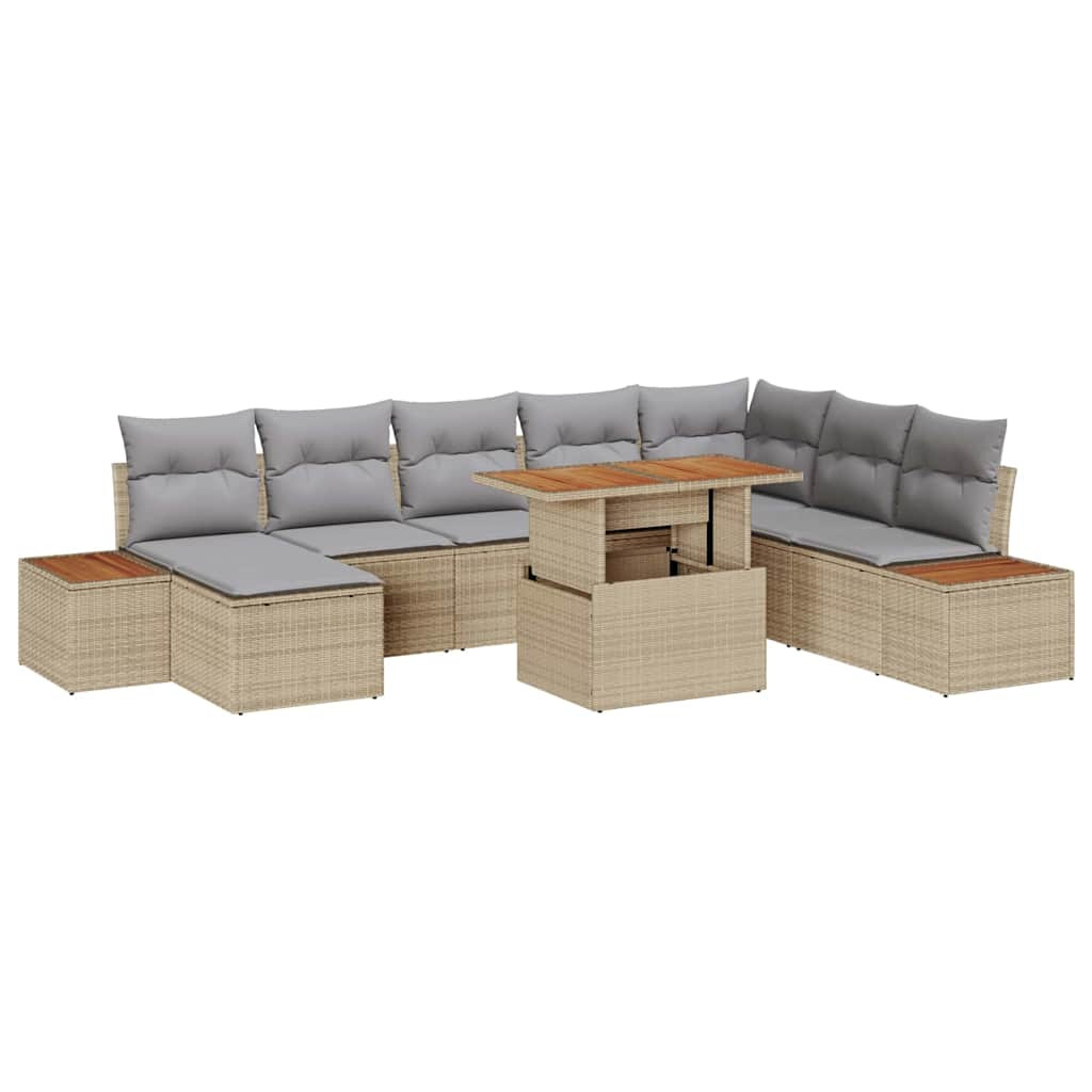 vidaXL Gartensofa-set 9 pcs Beige und Grau