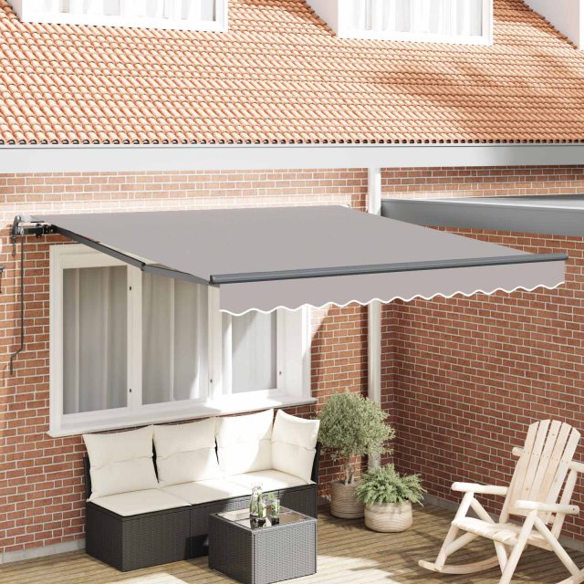 vidaXL Ausziehbare Markise Hellgrau 350 x 250 cm Stoff und Aluminium