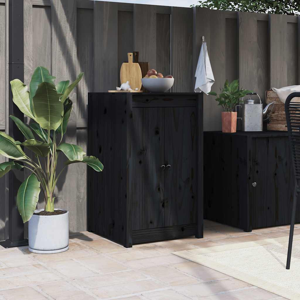 vidaXL Türen für Outdoor-Küche MEPPEL Schwarz 50x9x82 cm Massivholz Kiefer