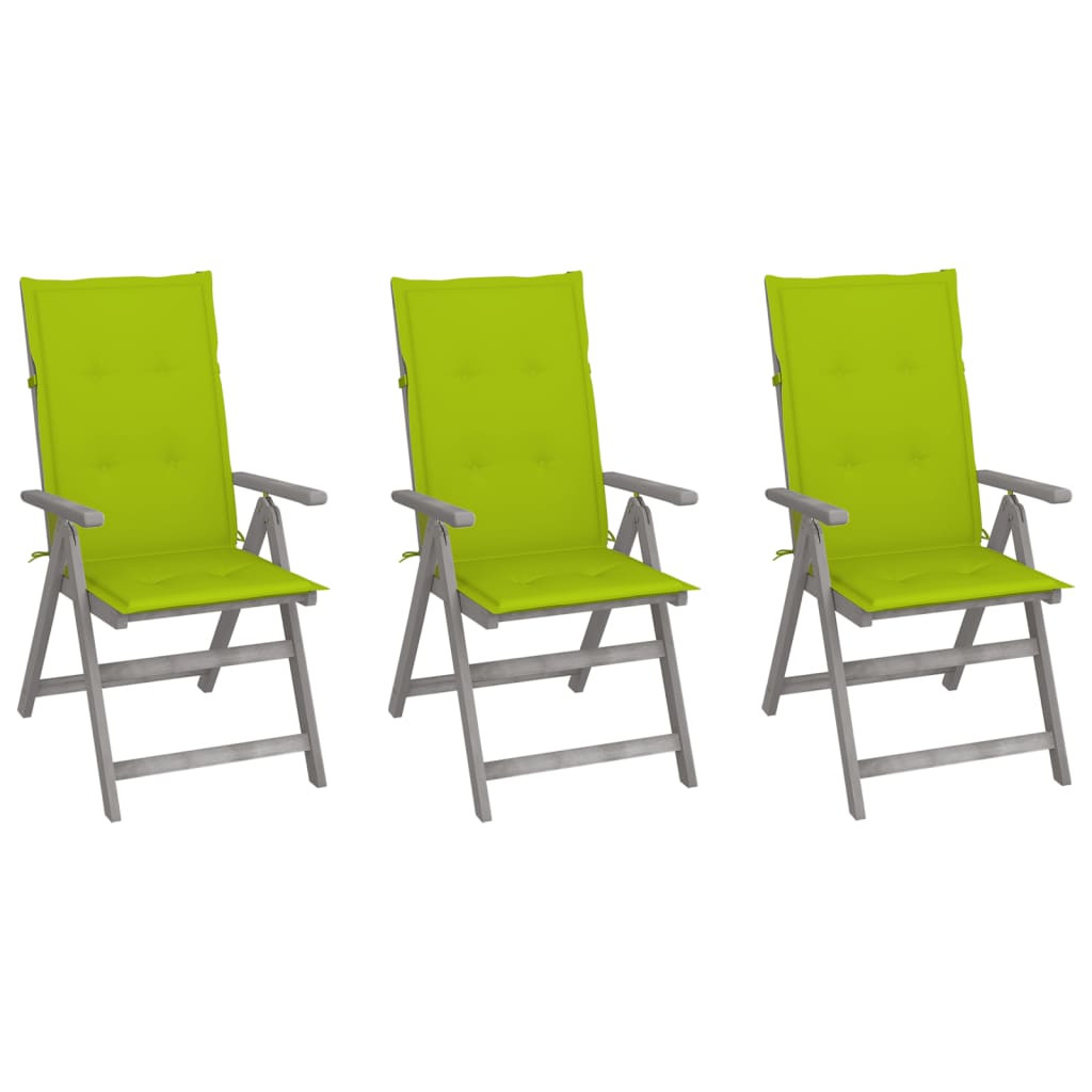 vidaXL Verstellbare Gartenstühle 3 Stk. mit Auflagen Massivholz Akazie