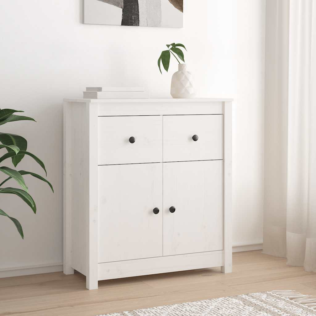 vidaXL Sideboard Weiß 70x35x80 cm Massivholz Kiefer