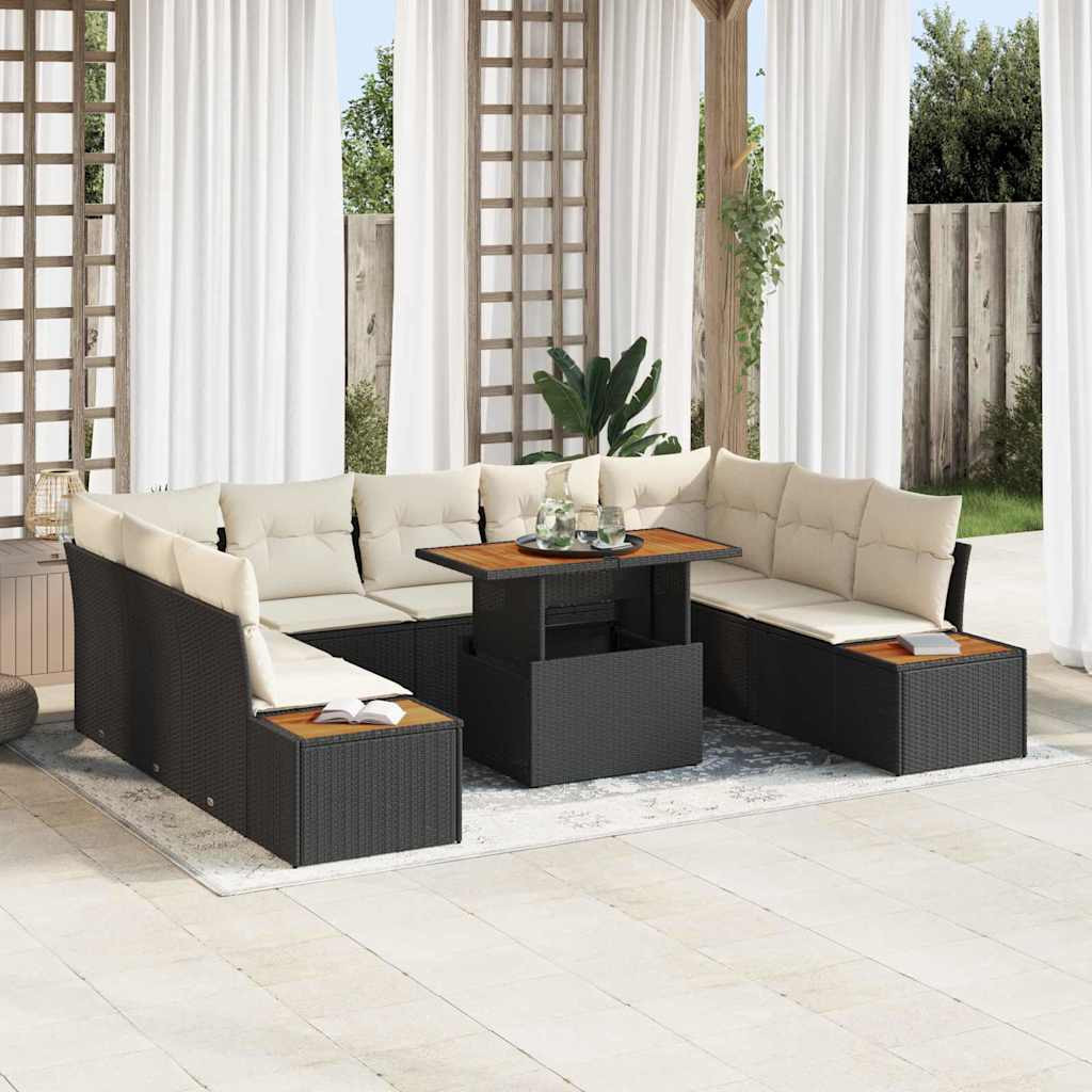 vidaXL Gartensofa-set 10 Stk. Schwarz Poly-Rattan