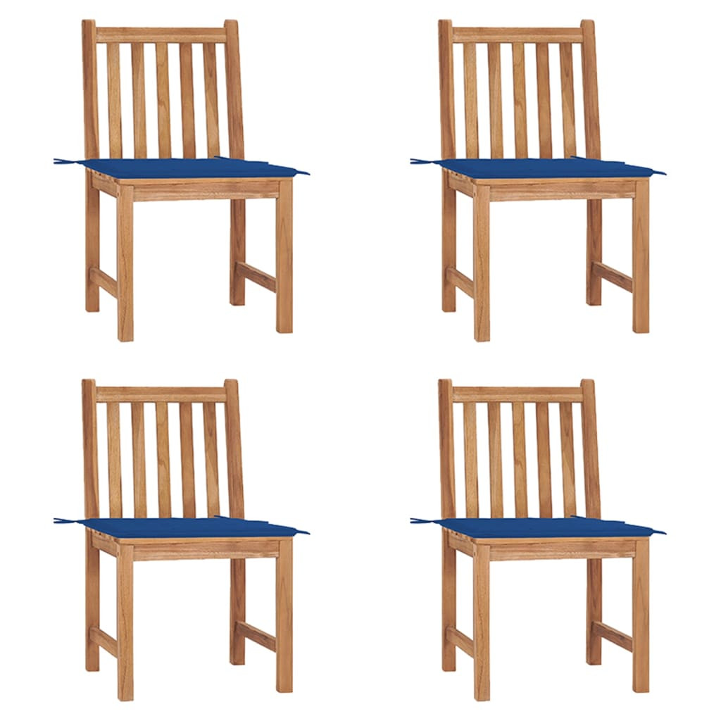vidaXL Gartenstühle 4 Stk. mit Kissen Massivholz Teak