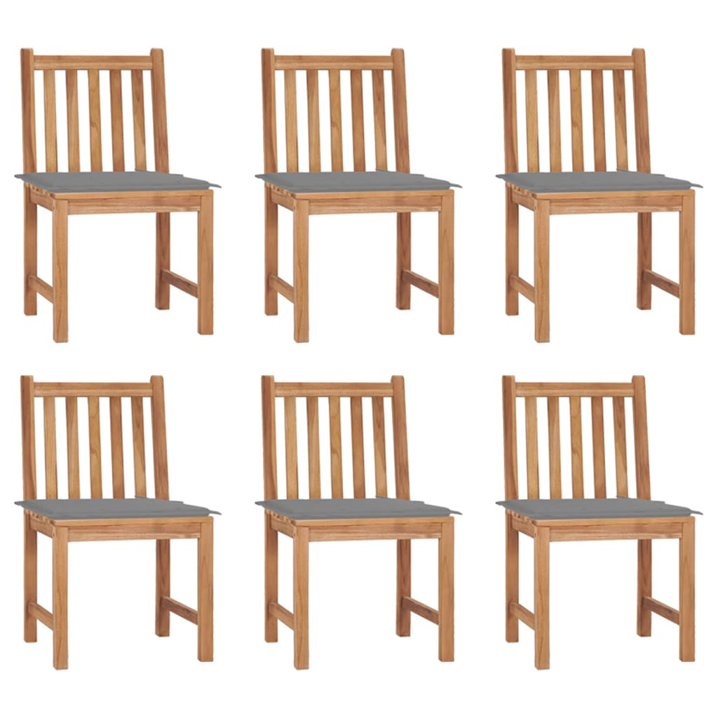 vidaXL Gartenstühle 6 Stk. mit Kissen Massivholz Teak