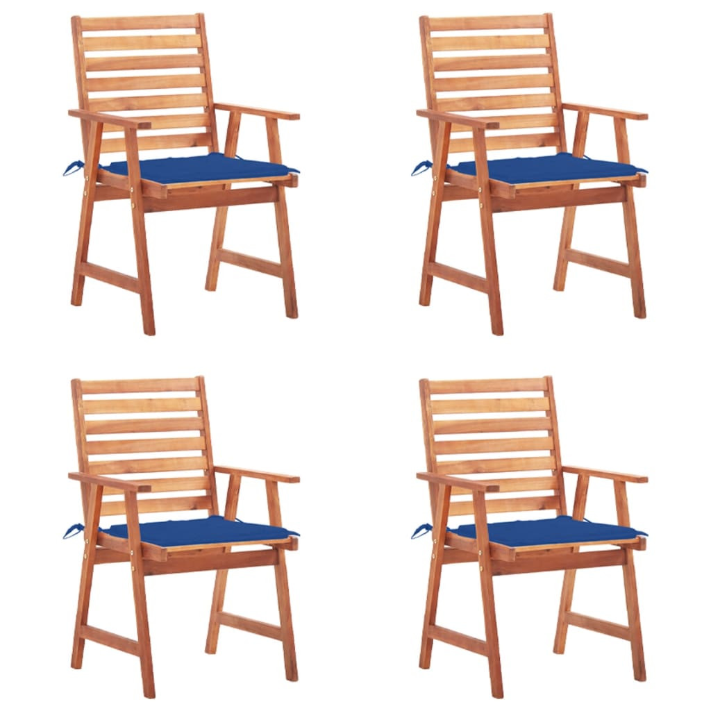 vidaXL Garten-Essstühle 4 Stk. mit Kissen Massivholz Akazie