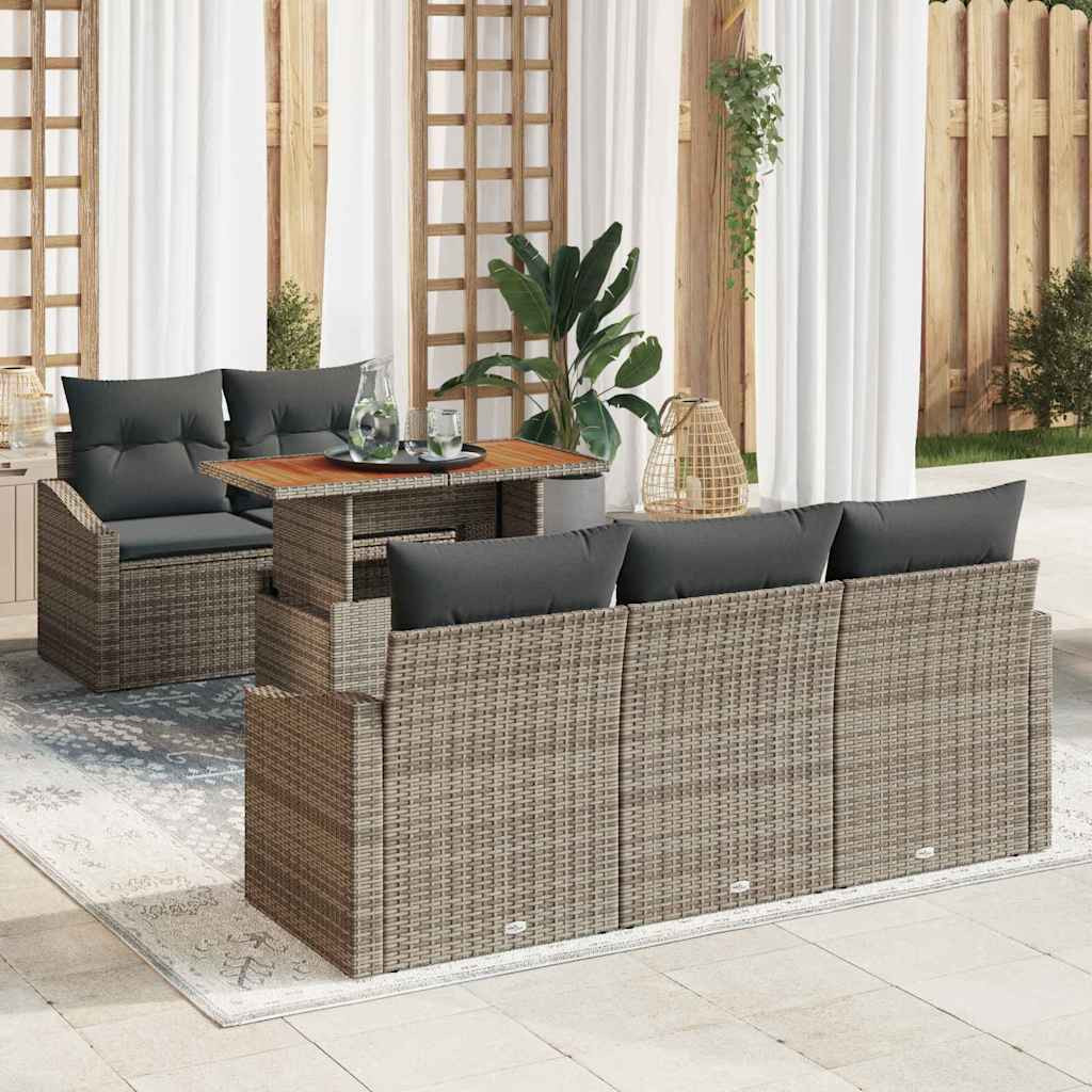 vidaXL Gartensofa-set 6 Stk. Grau und Braun