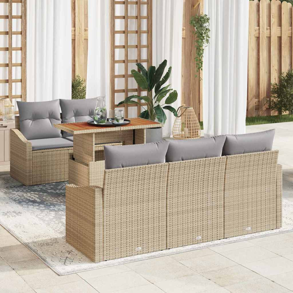 vidaXL Gartensofa-set 6 Stk. Beige und Grau