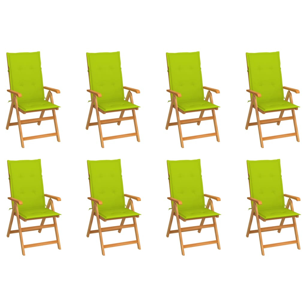 vidaXL Verstellbare Gartenstühle mit Auflagen 8 Stk. Massivholz Teak
