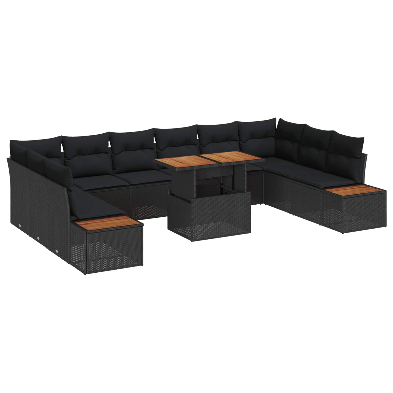 vidaXL Gartensofa-set 11 Stk. Schwarz Poly-Rattan