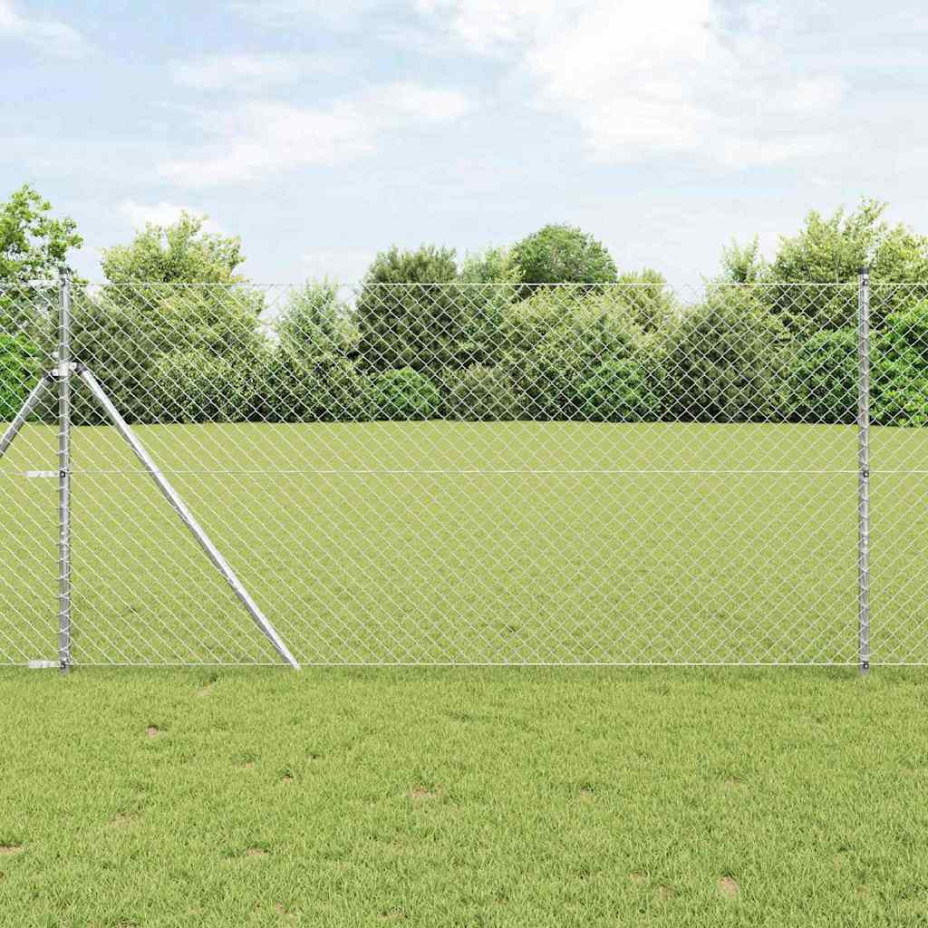 vidaXL Bodenmontierter Maschendrahtzaun 10 x 1 m Verzinkter Stahl Netz