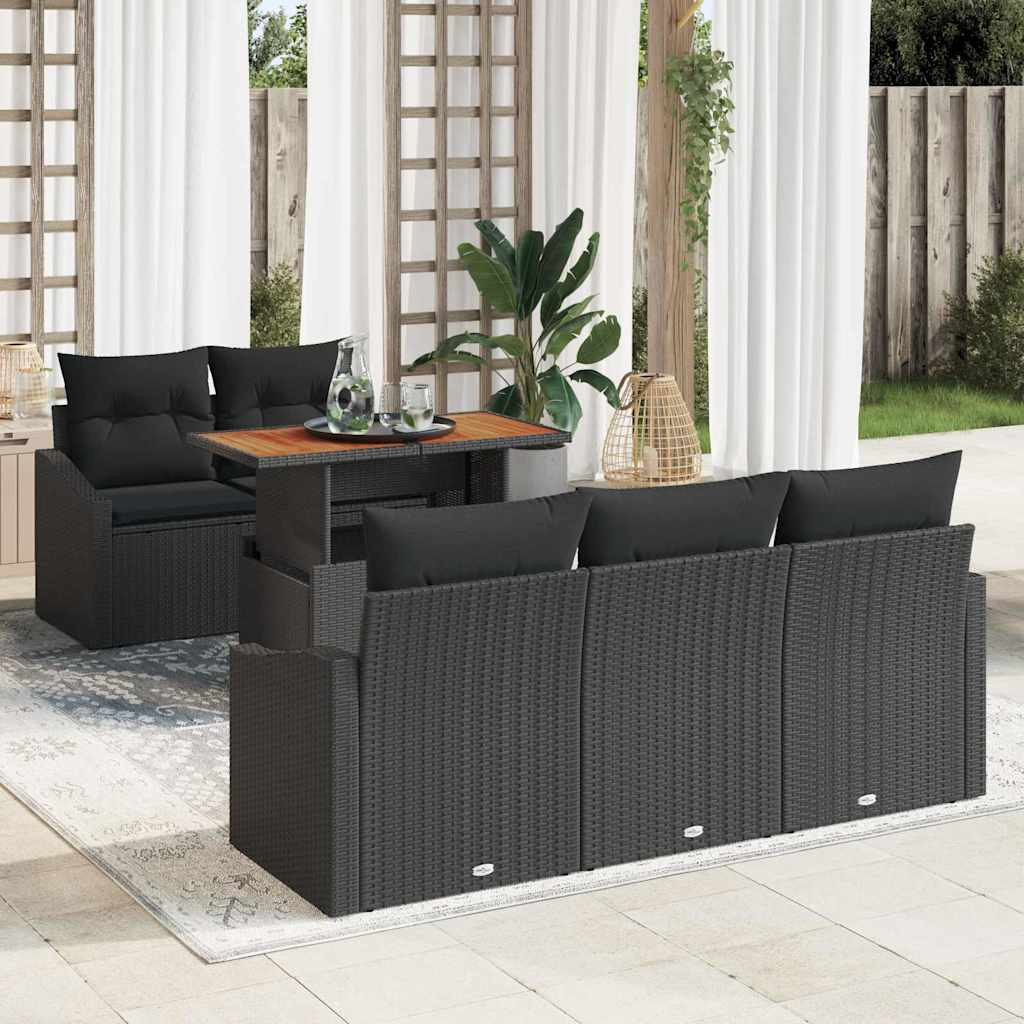 vidaXL Gartensofa-set 6 Stk. Schwarz und Braun