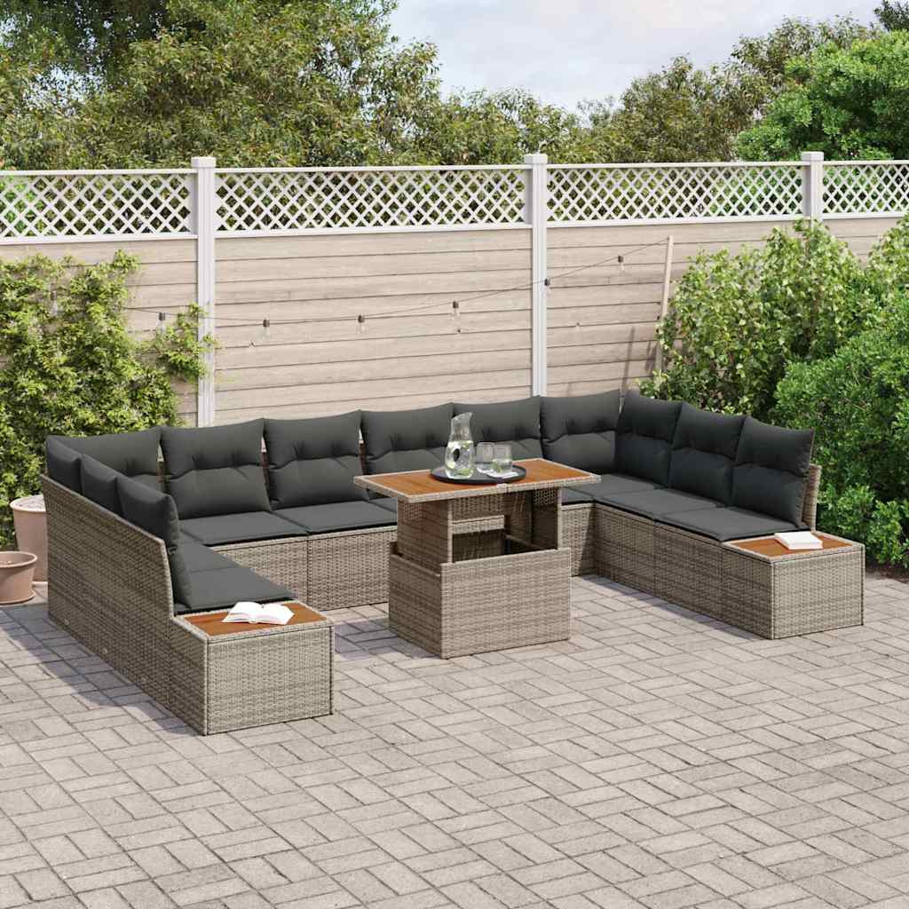vidaXL Gartensofa-set 11 Stk. Grau Poly-Rattan