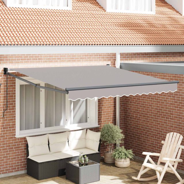 vidaXL Ausziehbare Markise Hellgrau 350 x 250 cm