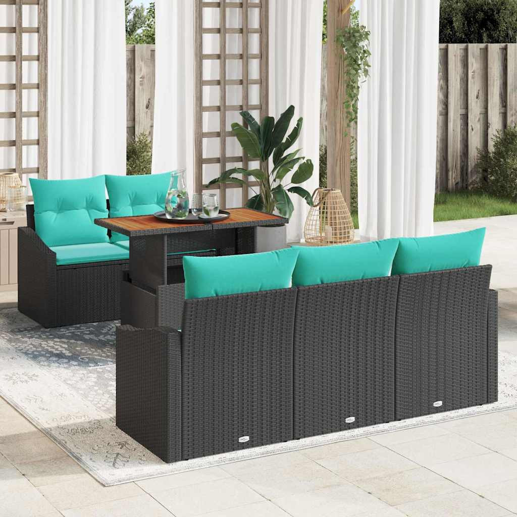 vidaXL Gartensofa-set 6 stk. 5-Sitzanzahl Schwarz und Türkis