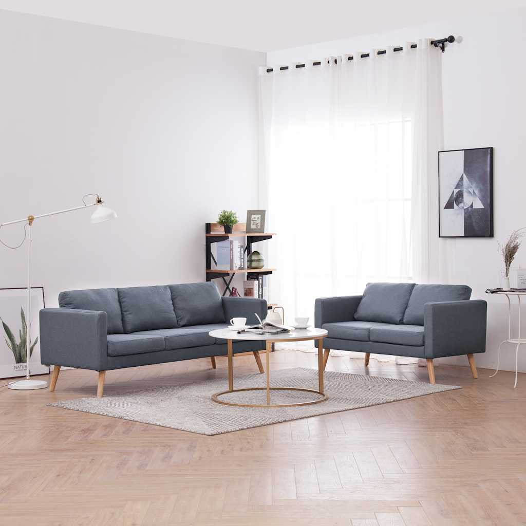 vidaXL Sofagarnitur 2-Sitzer und 3-Sitzer Stoff Dunkelgrau