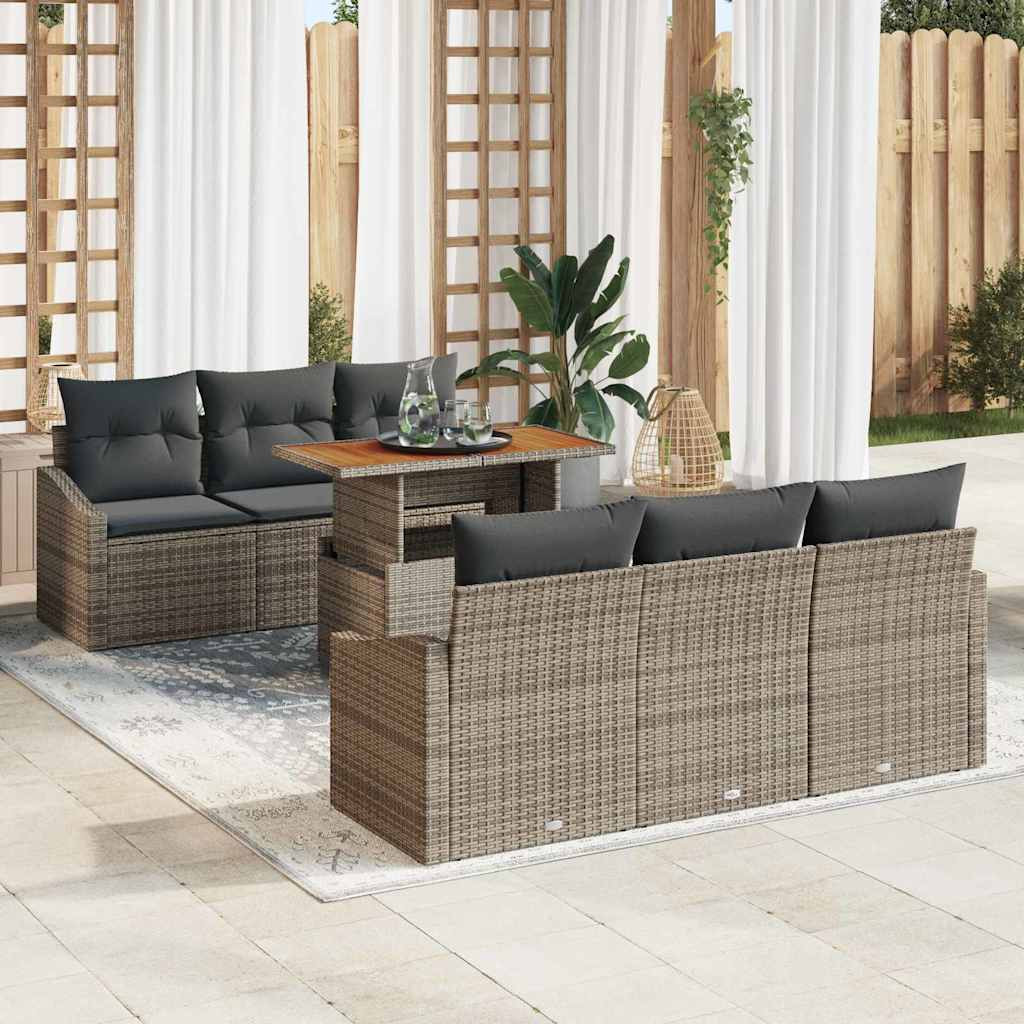 vidaXL Gartensofa-set 7 Stk. Grau und Braun