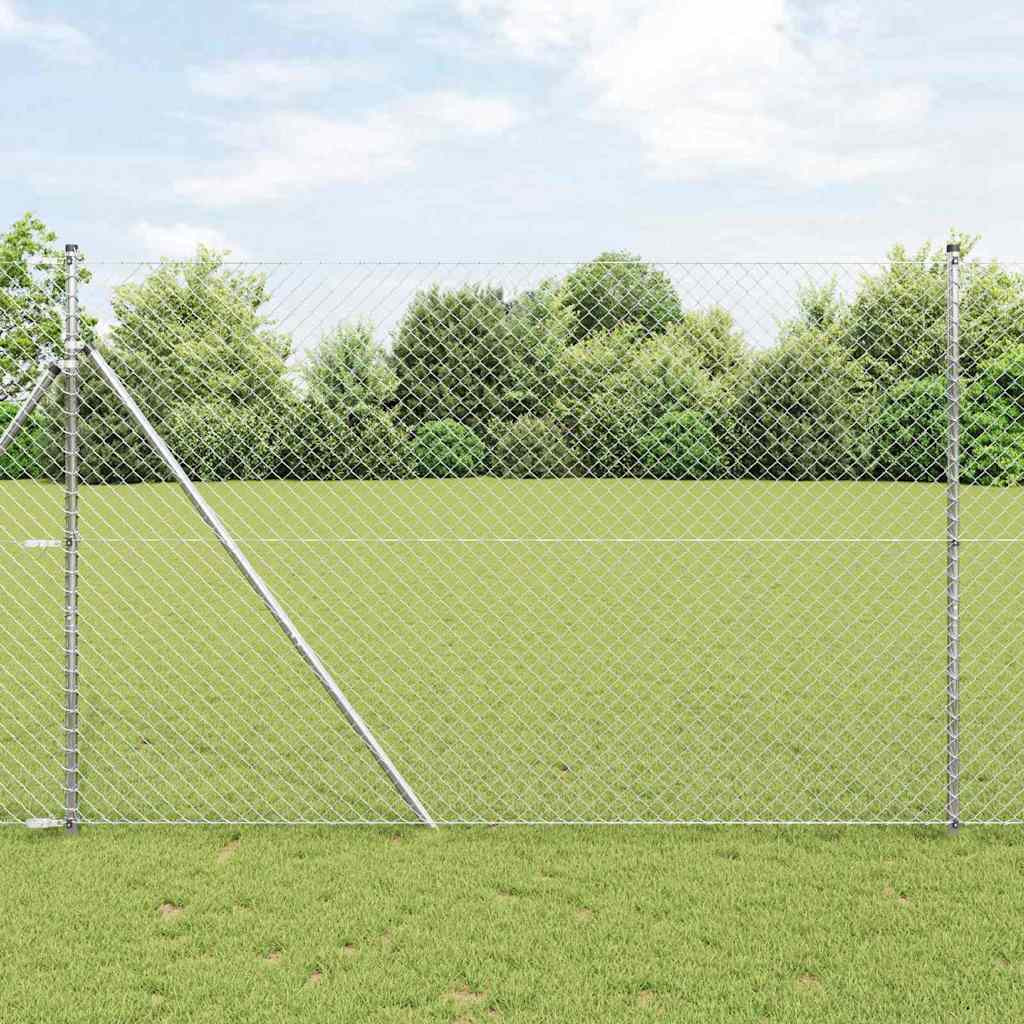 vidaXL Bodenmontierter Maschendrahtzaun 10 x 1,5 m Verzinkter Stahl