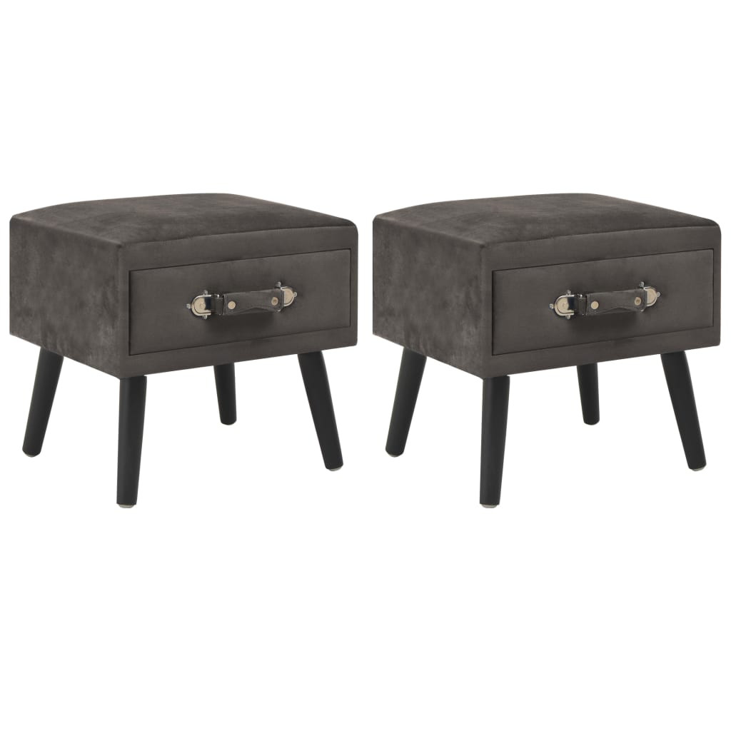 vidaXL Nachttische 2 Stk. Grau 40 x 35 x 40 cm Samt
