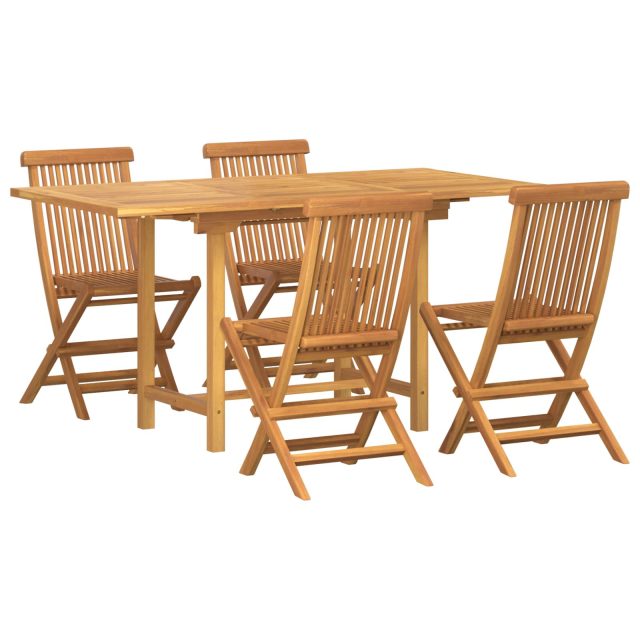 vidaXL Garten Essgruppe 5 pcs Braun Massivholz Teak