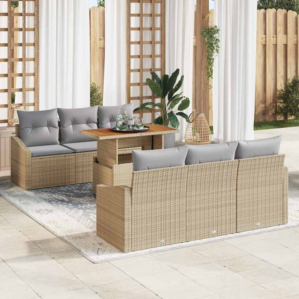 vidaXL Gartensofa-set 7 Stk. Beige und Grau