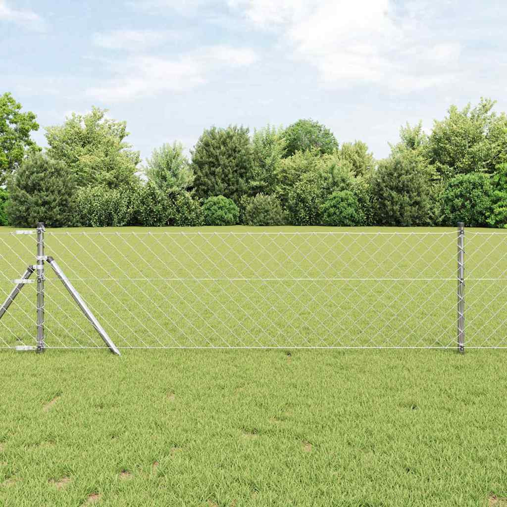 vidaXL Bodenmontierter Maschendrahtzaun 10 x 0,8 m Verzinkter Stahl