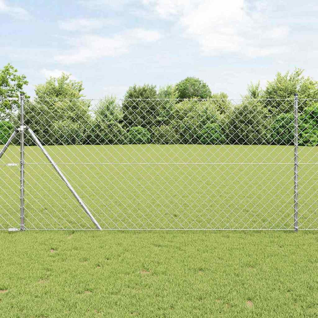 vidaXL Bodenmontierter Maschendrahtzaun 10 x 1 m Verzinkter Stahl Netz