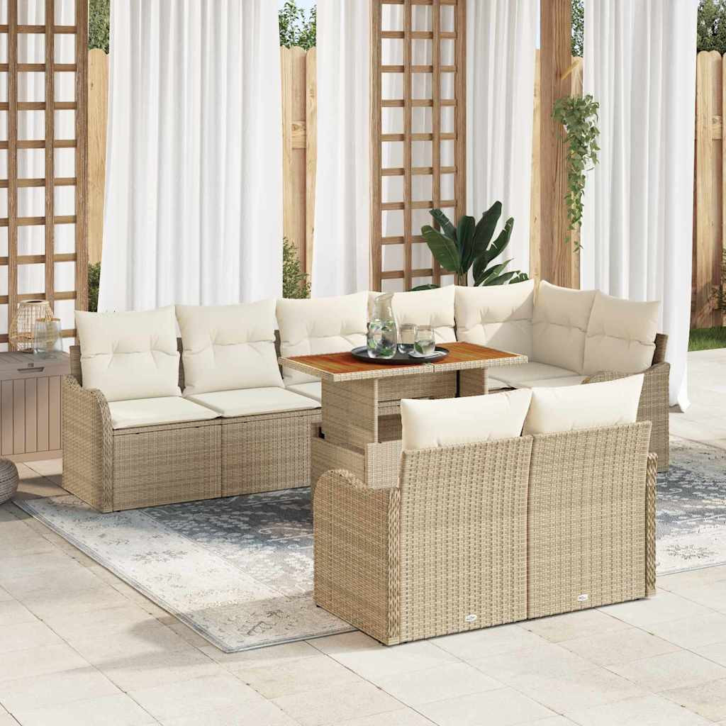 vidaXL Garten-Sofa-Set mit Kissen 9 pcs Beige und Creme