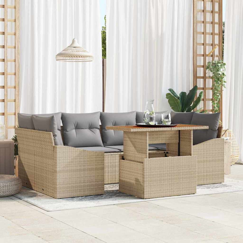 vidaXL Gartensofa-set 7 Stk. Beige und Grau