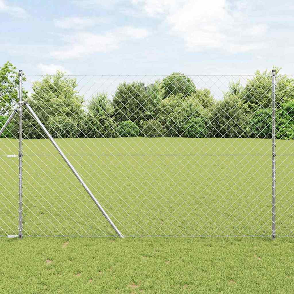 vidaXL Bodenmontierter Maschendrahtzaun 10 x 1,5 m Verzinkter Stahl