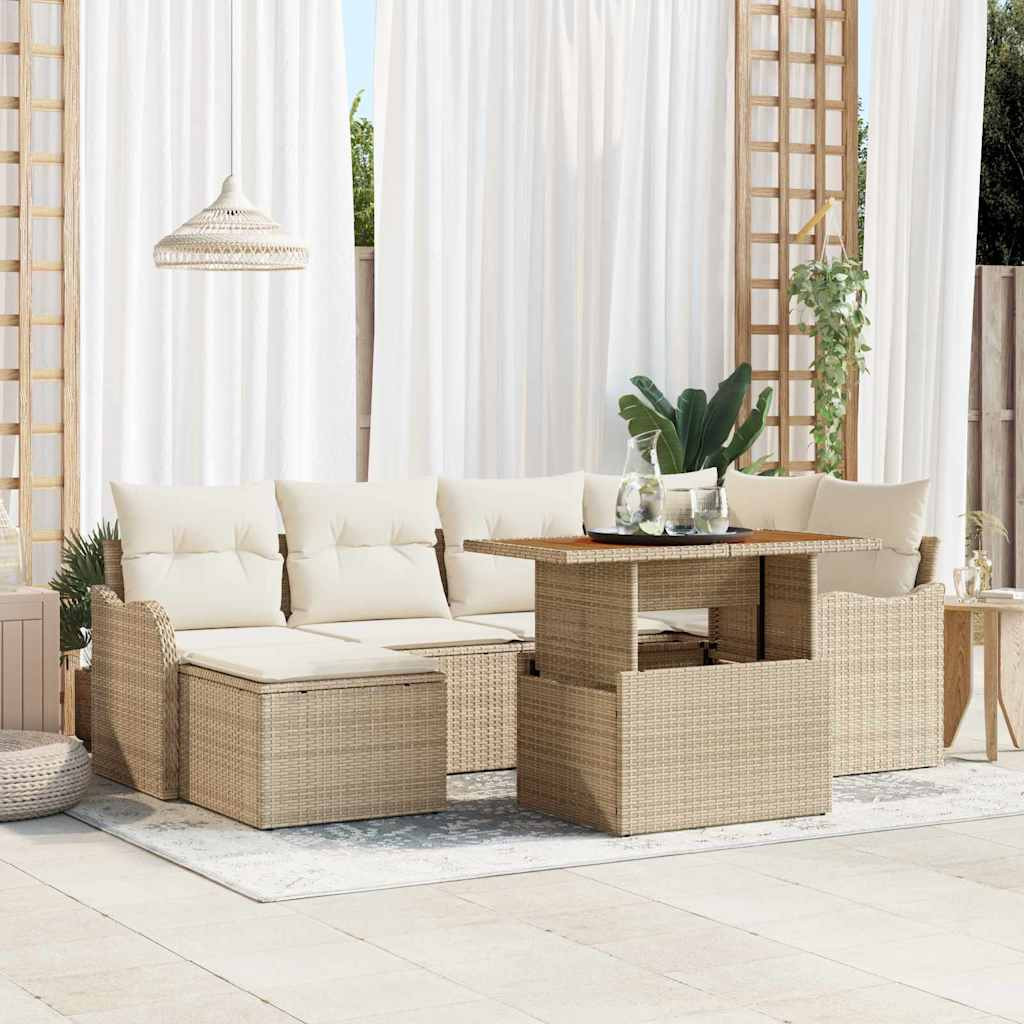 vidaXL Garten-Sofa-Set mit Kissen 7 pcs Beige und Creme
