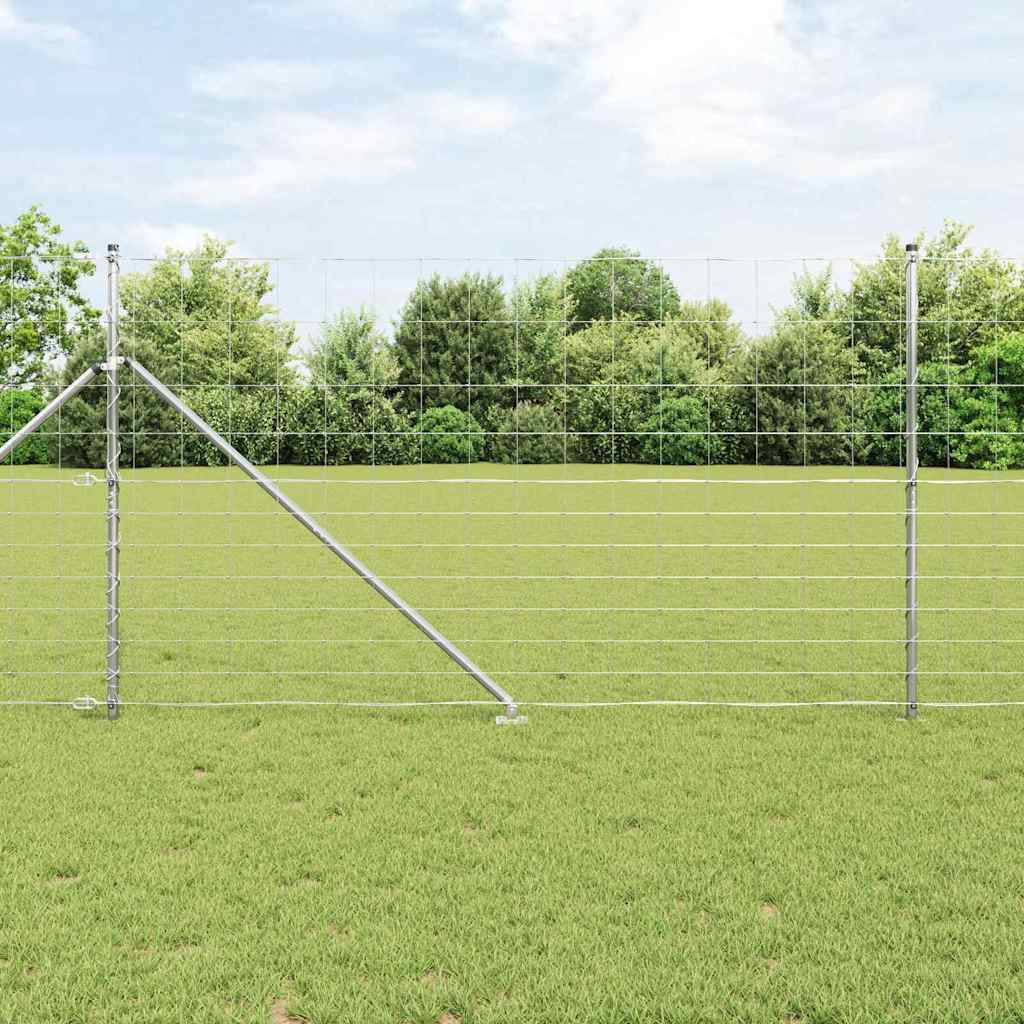 vidaXL Schweißdrahtzaun mit Spikes 25 x 1,4 m Verzinkter Stahl Silber