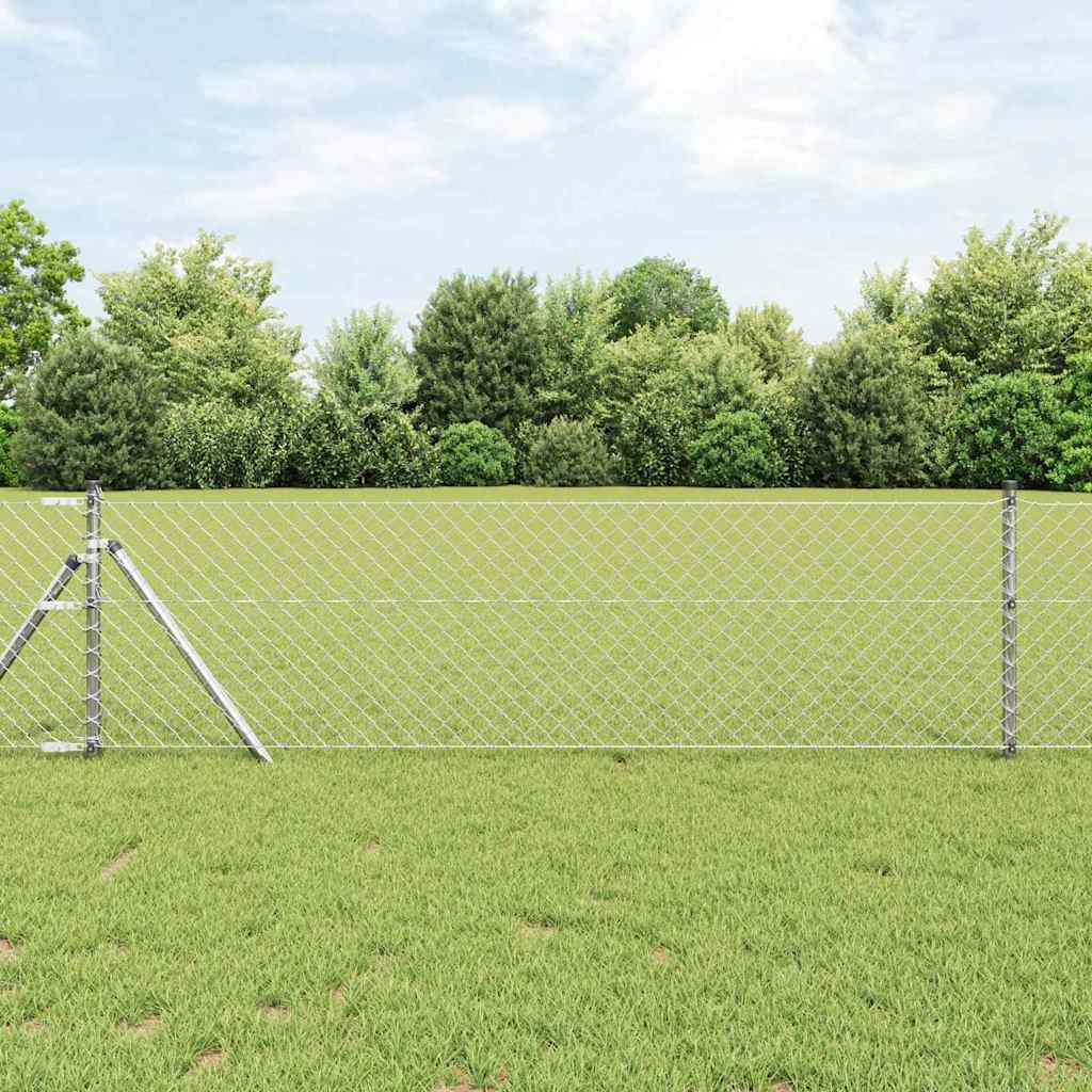 vidaXL Bodenmontierter Maschendrahtzaun 25 x 0,6 m Verzinkter Stahl
