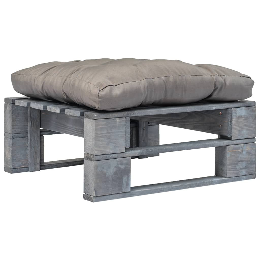 vidaXL Outdoor-Ottomane Paletten mit Kissen in Grau Holz Grau